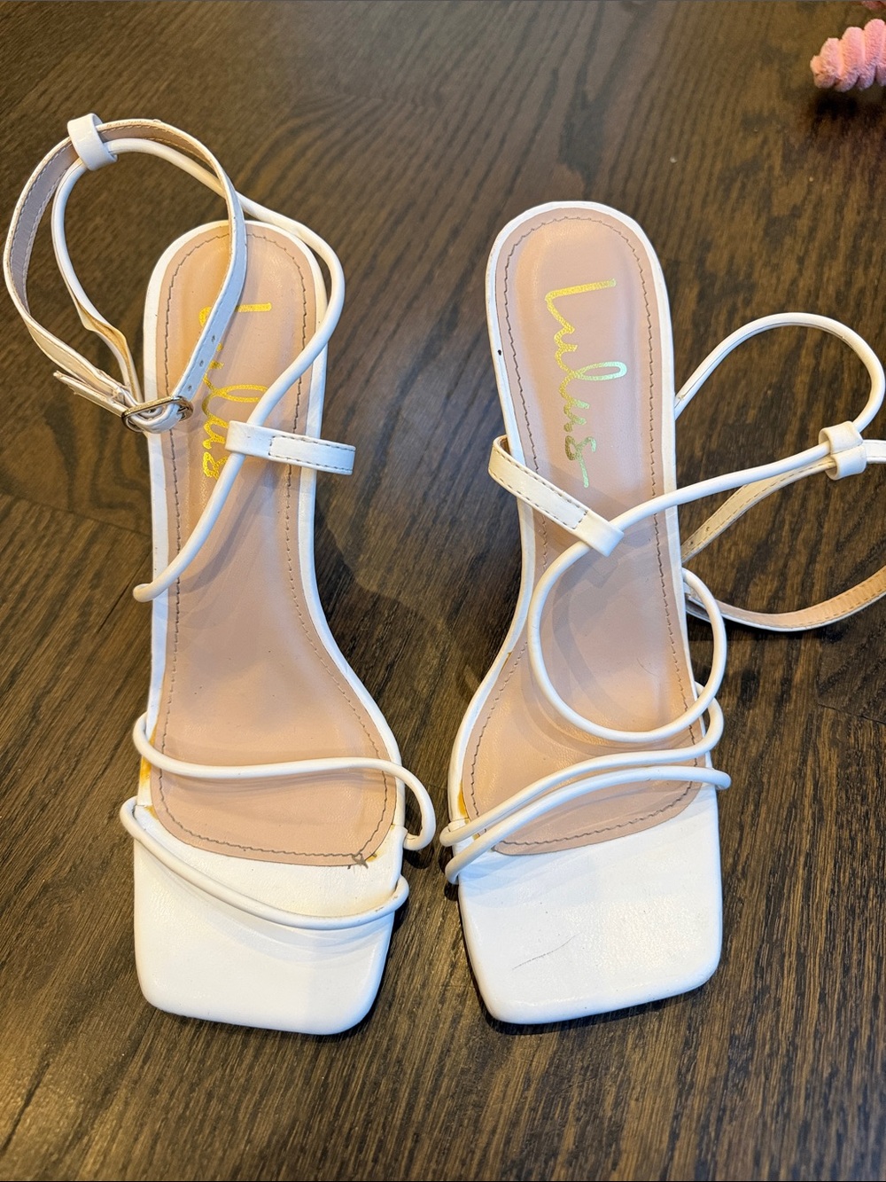 Lulu's White Strappy Square-Toe Heeled Sandals